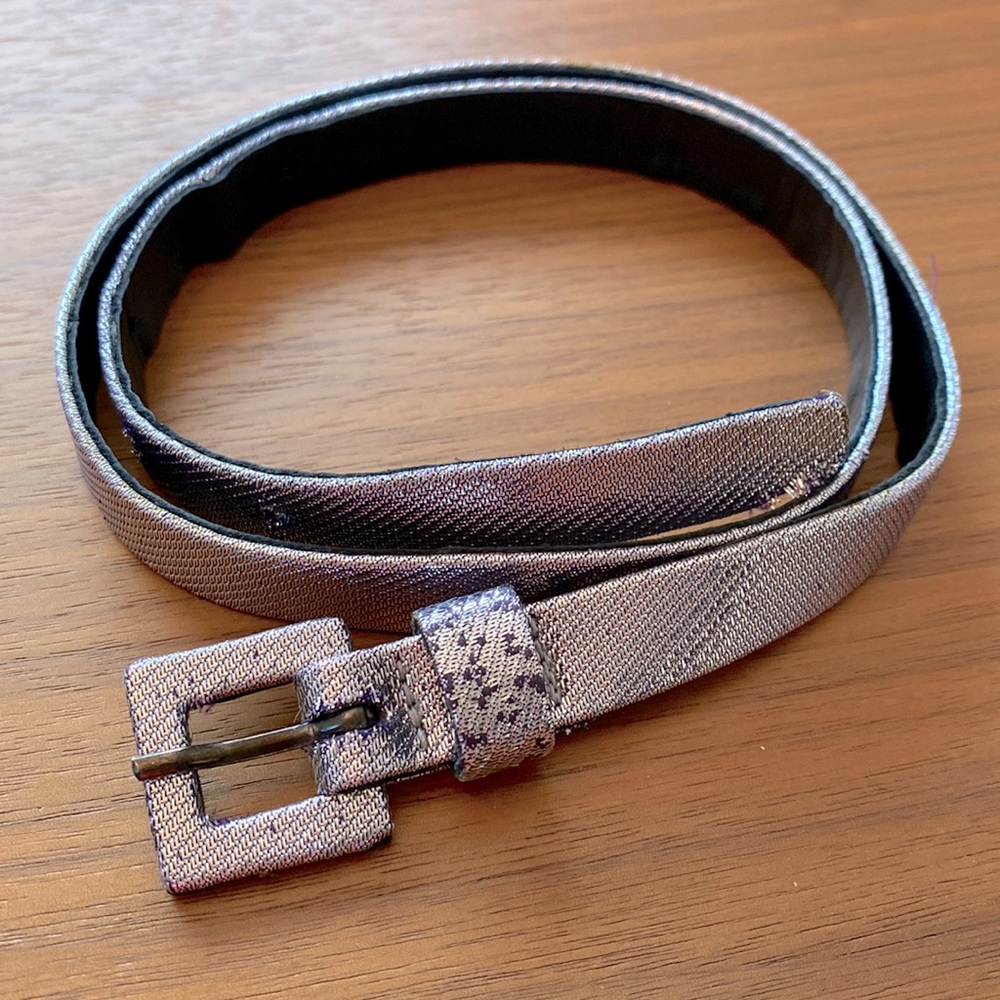 Carolina Herrera silver lame belt